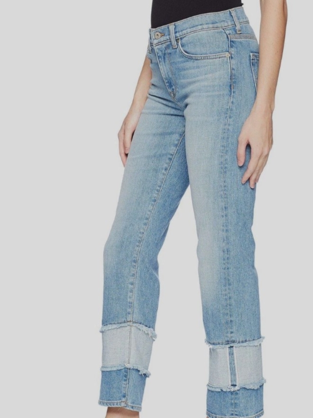 baldwin Light Blue Cuffed Cropped Jeans